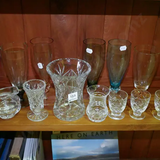 glass ware; wine glasses, cut crystal vase etc