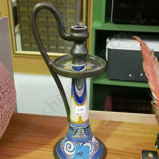 Gouda style candlestick - small chip to rim H-390