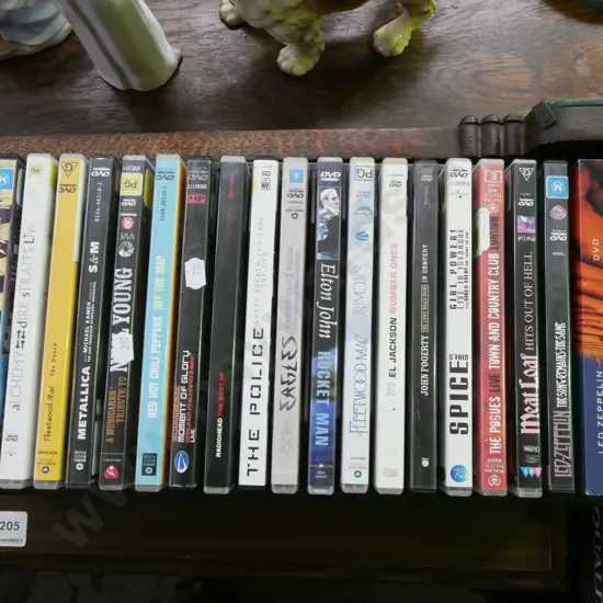 musical DVDs in storage rack