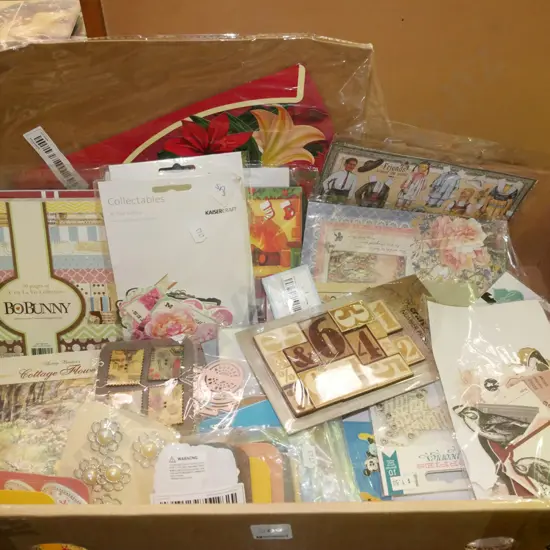 box; crafter's supplies, stickers, stencils etc