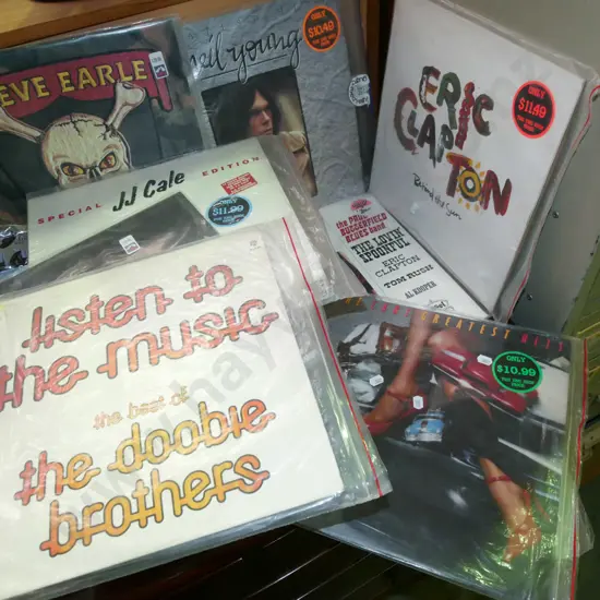 LPs; Eric Clapton, the Cars, Steve Earl etc