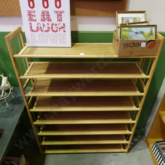 bamboo and cane bookcase/shoe rack H-1250 W-910 D-230