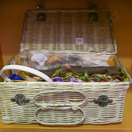 sewing box; embroidery threads