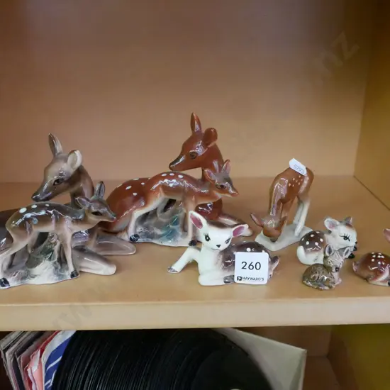 shelf; fawn and deer figurines