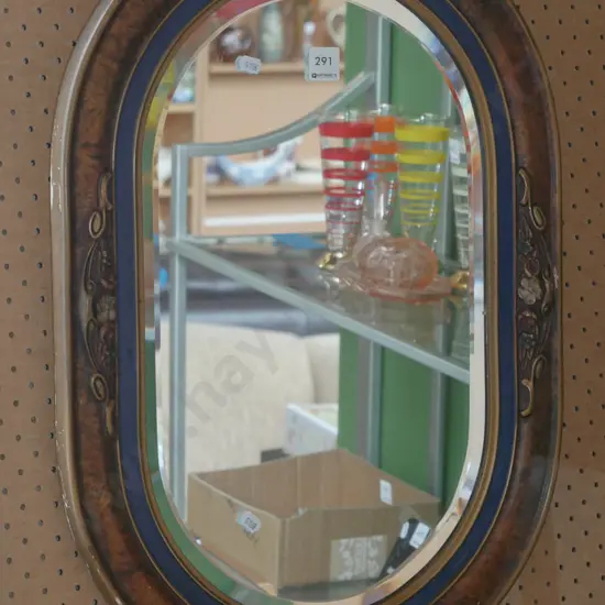 vintage oval composite bevelled edge wall mirror 