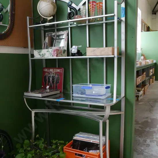 metal and glass baker's stand H-1940 W-1010 D-470