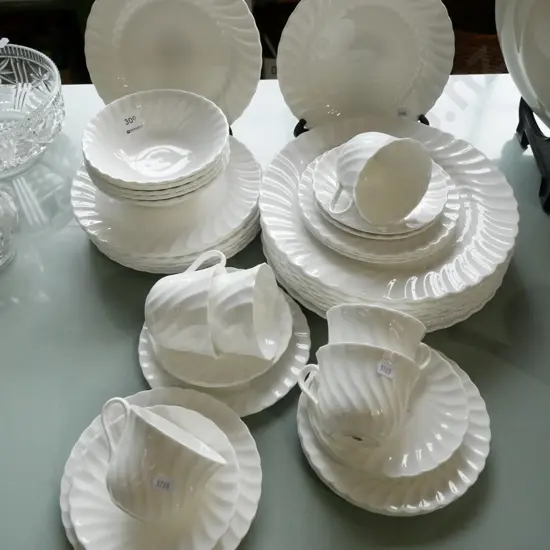 assorted Wedgwood white swirled diner items