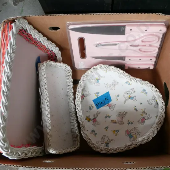 box; trays, knives, scissors