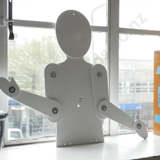 wooden cut out torso with articulated arms