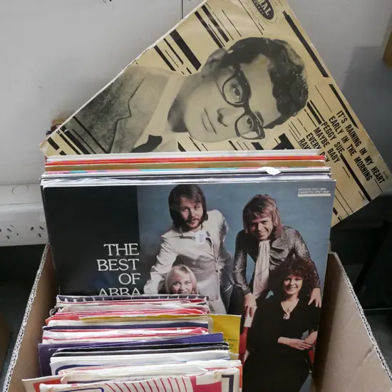 box of 45s, LPs