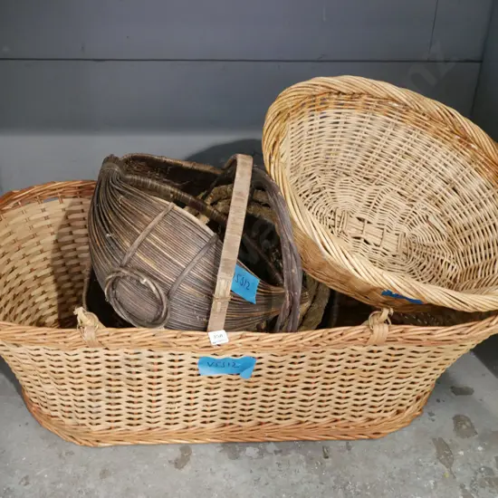 bay of numerous cane baskets