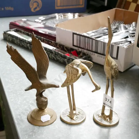 3x brass bird ornaments H-190