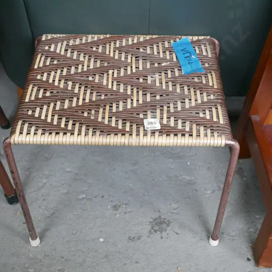 retro woven plastic footstool