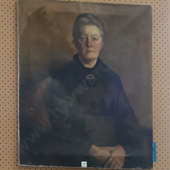 framed oil on canvas - portrait - some damage