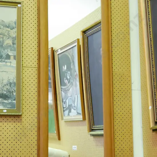 wood framed rectangular wall mirror