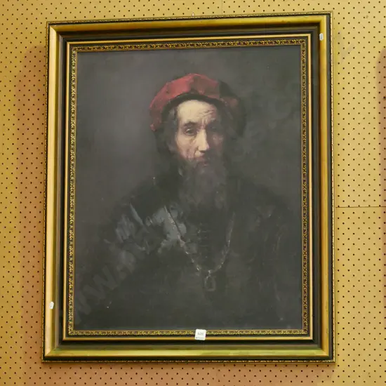 framed Rembrandt print - portrait of a rabbi