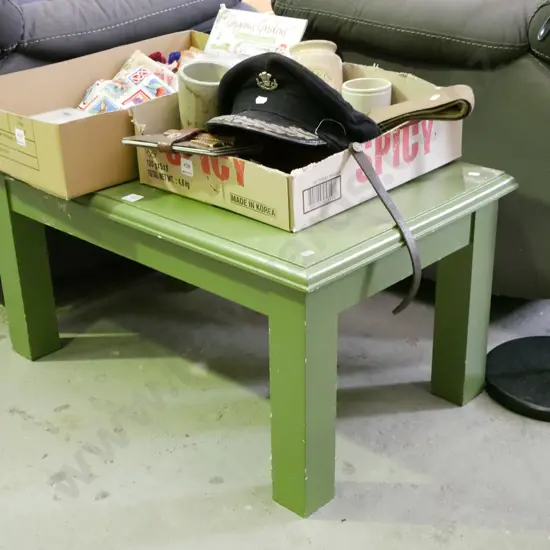 green painted wooden coffee table