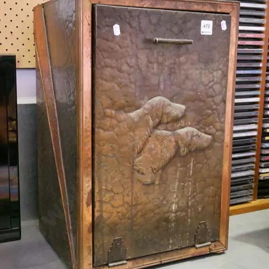 brass and copper drop  front coal bin H-520 W-330 