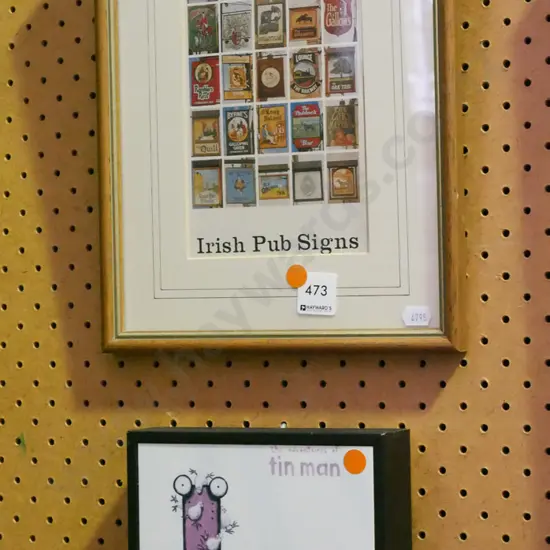 2x prints - Tin Man, Irish pub signs - orange dots