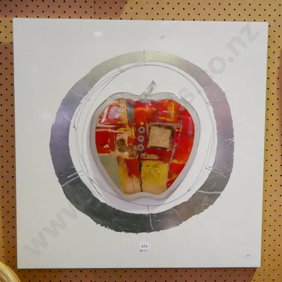 3D mixed media wall art -apple