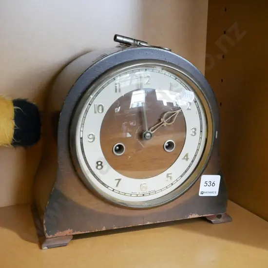 deco wood cased mantle clock