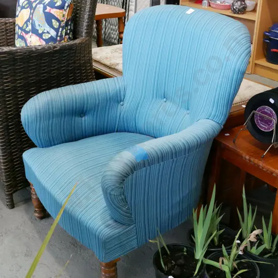 small Edwardian deep buttoned upholstered tub chair