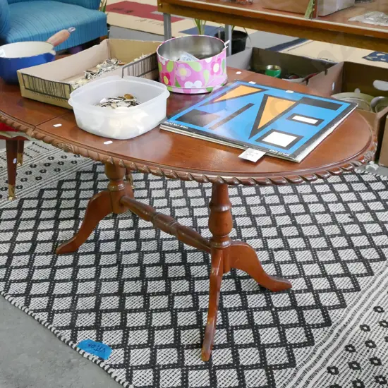 mahogany refectory based extending table with pie crust edging H-520 W-1050 D-580