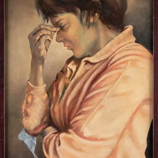 Erwin Steiner - framed oil - 'Lord Give Me Strength" H-390 W-290