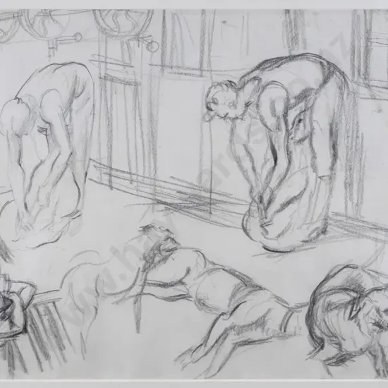 RN Field 1964 - framed pencil "Shearing Time" H-260 W-360