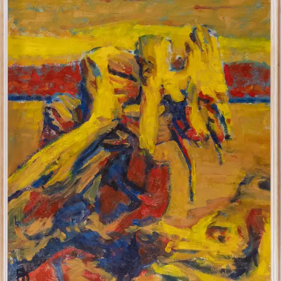 Frank Dickinson 1992 - framed oil on board "Driftwood Turning Away" H-440 W-400