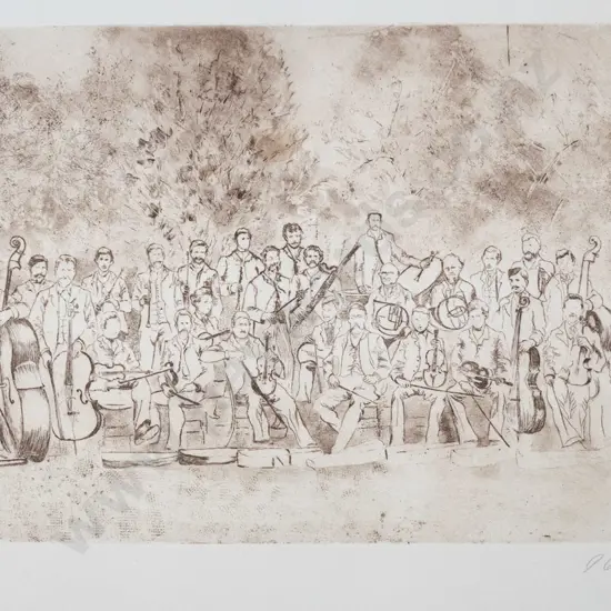 illegible signature '03 - unframed etching IMP 7/30 - orchestra H-290 W-470