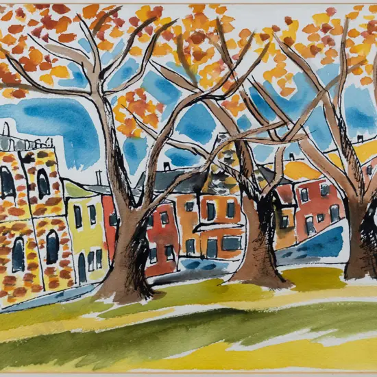 Wendy Wadworth '90 - framed watercolour "Dundas Street" H-270 W-430