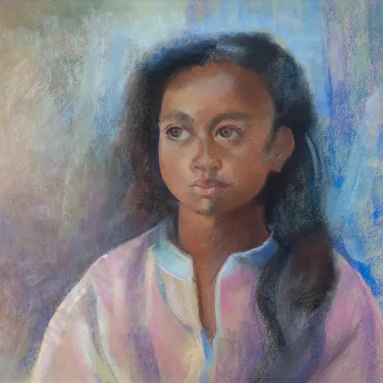 Els Noordhof - framed pastel "Island Girl" H-390 W-450
