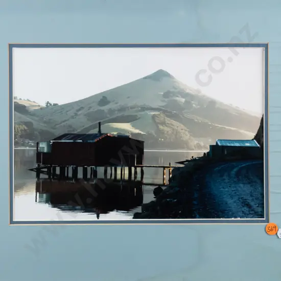 Julia Christie? - framed photograph "Winter's Day Harbour Cone" H-195 W-285 (framing needs attention)