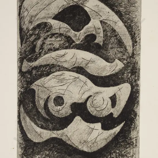 Frank Grayson 1982 - unframed etching 2/10 - abstract H-245 W-170