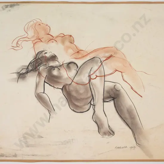 Middleditch 1969- unframed pastel & watercolour - nudes (foxing)  H-540 W-740