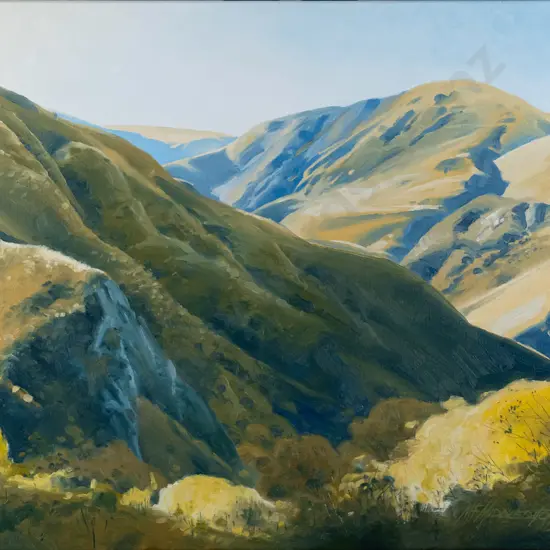 Maurice Middleditch - boxed oil on canvas "Autumn Afternoon Near Macetown- Arrow River Gorge" H-400 W-600