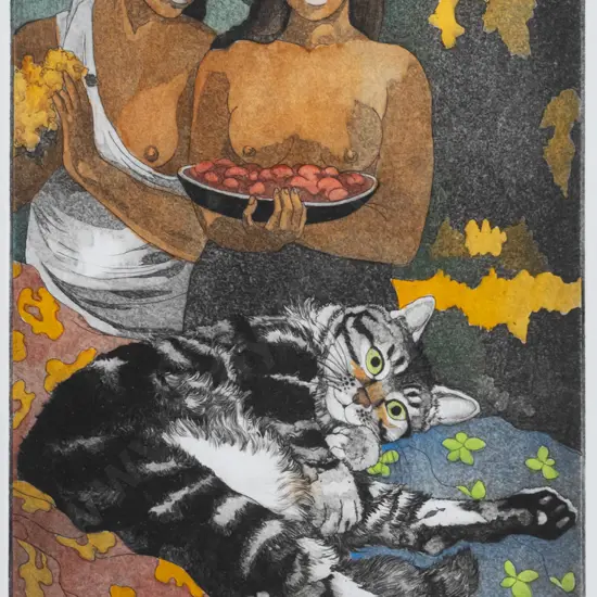 Stapleford 1997 - framed ltd edition print 20/20 "Raphael's Tahitian Holiday with Gauguin H-220 W-145