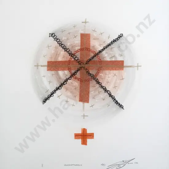 Makouri Scott '04 - framed mixed media 1/1 "Venus in Transit" H-550 W-450