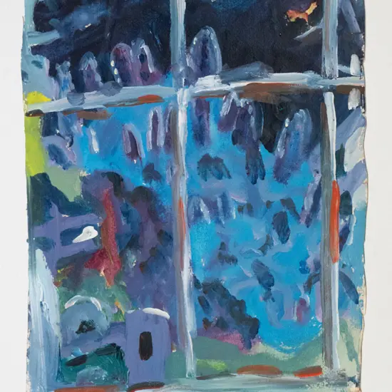 Joanna Paul  1975 - unframed gouache - window view H-330 W-210