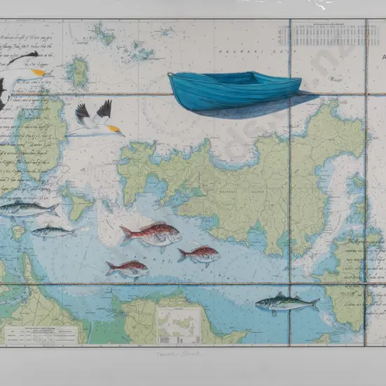 J Hawksworth - unframed ltd edition print  "Tamaki Strait" H-420 W-590