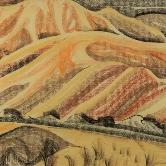 Kay Hunter - framed pastel - landscape H-280 W-405