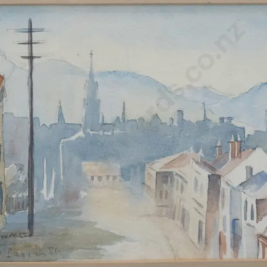 WMC - framed watercolour "McLaggan St" H-160 W-240