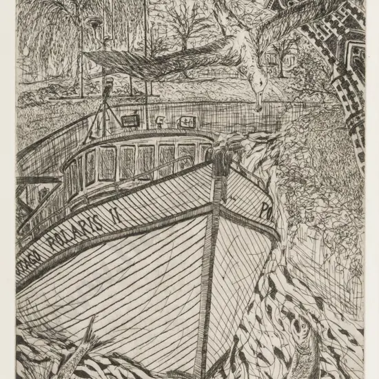 Jenny Leyden 2008 - framed etching 2/10 Exploration" H-250 W-160