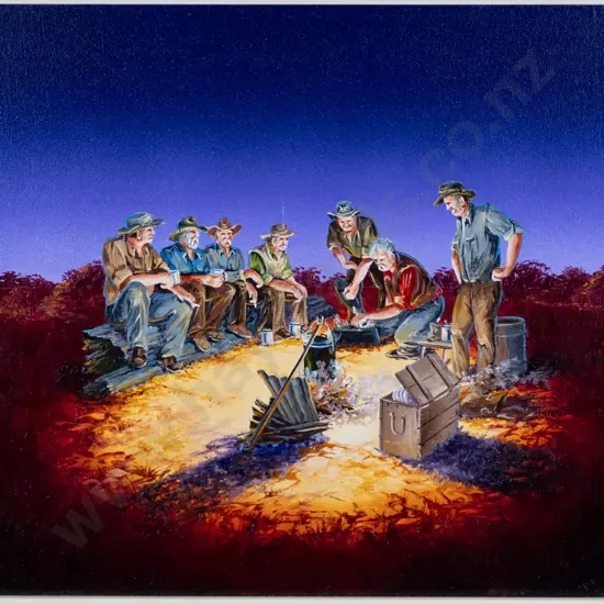 Keith Blake - framed oil  "won't be long boys" H-290 W-390