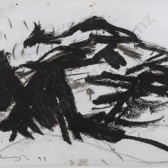 John Oxborough '91 - framed acrylic and pastel "Untitled landscape I" H-210 W-290