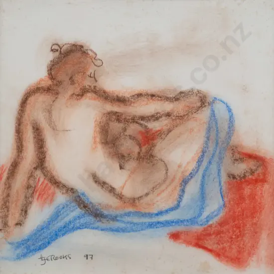 Lindsay Crooks '97 - framed pastel - nude H-180 W-170 (some foxing)