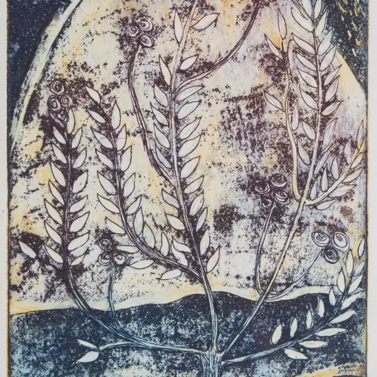 Hillary Thomson 1990 - framed etching 7/10 "Tree of Life" H-180 W-120