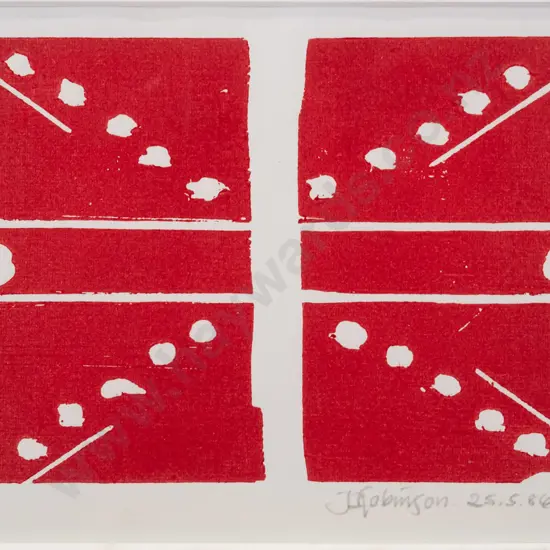 John Z Robinson 25.5.86 - framed linocut 1/5 H-110 W-140