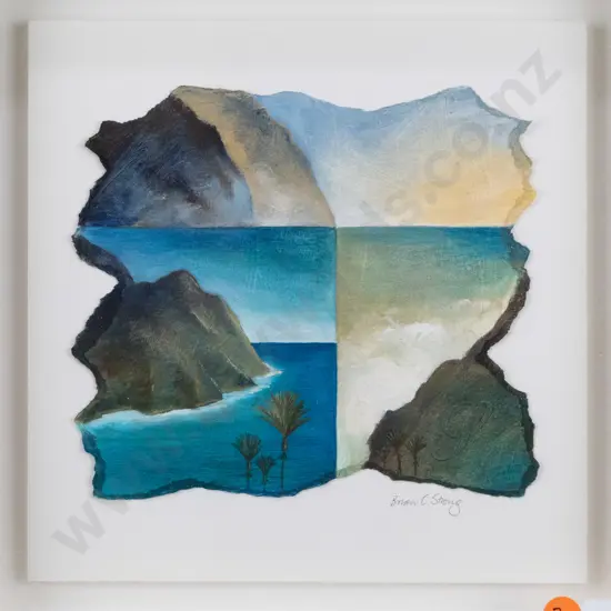 Brian C Strong - framed mixed media - landscape and water scene H-160 W-160